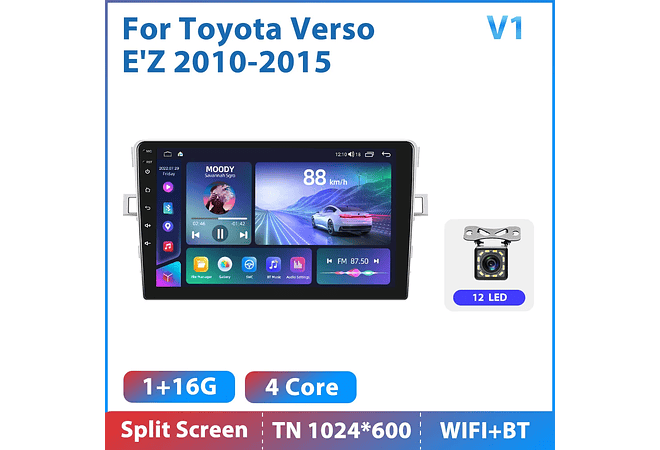 RD213 Android toyota Verso EZ Z 2010-2015 1GB a 8GB RAM e 16GB a 128GB ROM com ou sem Carplay