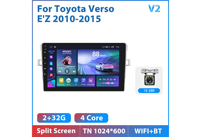RD213 Android toyota Verso EZ Z 2010-2015 1GB a 8GB RAM e 16GB a 128GB ROM com ou sem Carplay