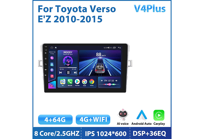 RD213 Android toyota Verso EZ Z 2010-2015 1GB a 8GB RAM e 16GB a 128GB ROM com ou sem Carplay
