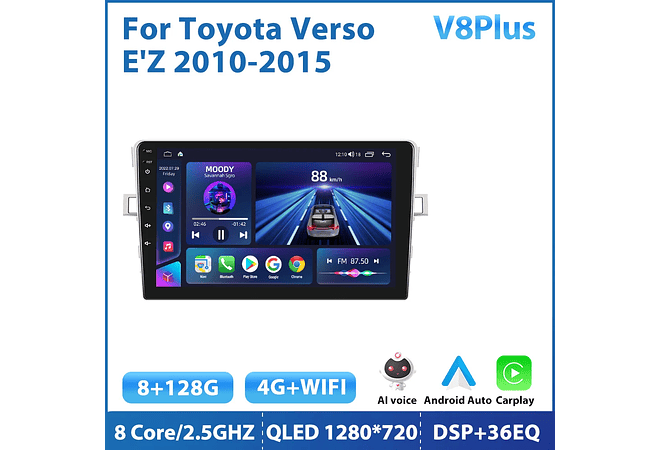 RD213 Android toyota Verso EZ Z 2010-2015 1GB a 8GB RAM e 16GB a 128GB ROM com ou sem Carplay