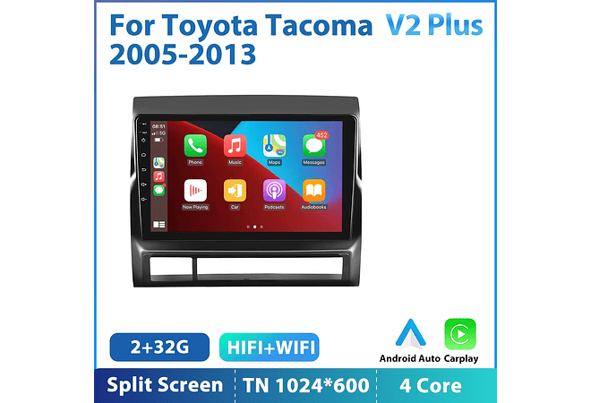 RD214 Android toyota tacoma 2005-2013 1GB a 8GB RAM e 16GB a 128GB ROM com ou sem CarplayGB a 8GB RAM e 16GB a 128GB ROM com ou sem Carplay