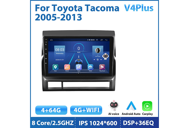 RD214 Android toyota tacoma 2005-2013 1GB a 8GB RAM e 16GB a 128GB ROM com ou sem CarplayGB a 8GB RAM e 16GB a 128GB ROM com ou sem Carplay