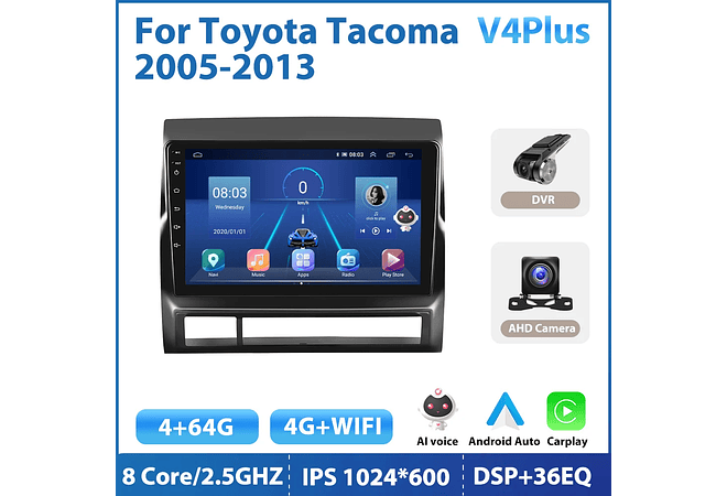 RD214 Android toyota tacoma 2005-2013 1GB a 8GB RAM e 16GB a 128GB ROM com ou sem CarplayGB a 8GB RAM e 16GB a 128GB ROM com ou sem Carplay
