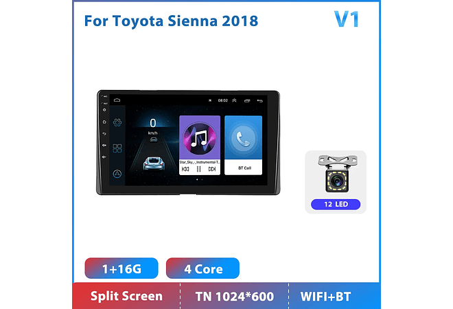 RD215 Android toyota sienna 2018 1GB a 8GB RAM e 16GB a 128GB ROM com ou sem Carplay