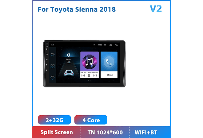 RD215 Android toyota sienna 2018 1GB a 8GB RAM e 16GB a 128GB ROM com ou sem Carplay