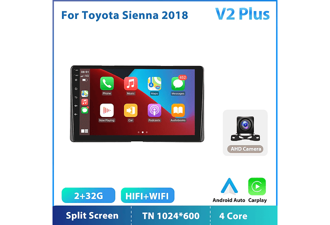 RD215 Android toyota sienna 2018 1GB a 8GB RAM e 16GB a 128GB ROM com ou sem Carplay