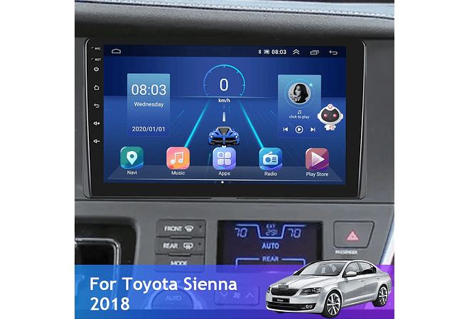 RD215 Android toyota sienna 2018 1GB a 8GB RAM e 16GB a 128GB ROM com ou sem Carplay