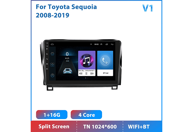 RD216 Android toyota sequoia 2008-2019 1GB a 8GB RAM e 16GB a 128GB ROM com ou sem Carplay