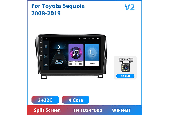 RD216 Android toyota sequoia 2008-2019 1GB a 8GB RAM e 16GB a 128GB ROM com ou sem Carplay