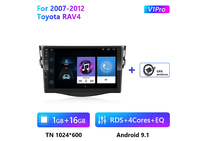 RD217 Android toyota rav4 2007-2011 1GB a 8GB RAM e 16GB a 128GB ROM com ou sem Carplay