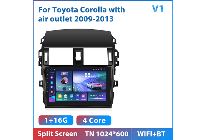 RD219 Android toyota corolla tuyere 2009-2013 1GB a 8GB RAM e 16GB a 128GB ROM com ou sem Carplay