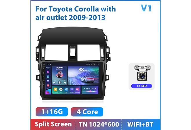 RD219 Android toyota corolla tuyere 2009-2013 1GB a 8GB RAM e 16GB a 128GB ROM com ou sem Carplay