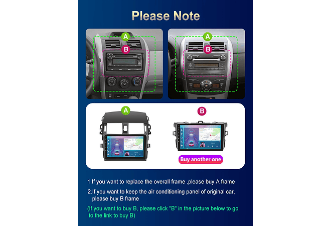 RD219 Android toyota corolla tuyere 2009-2013 1GB a 8GB RAM e 16GB a 128GB ROM com ou sem Carplay