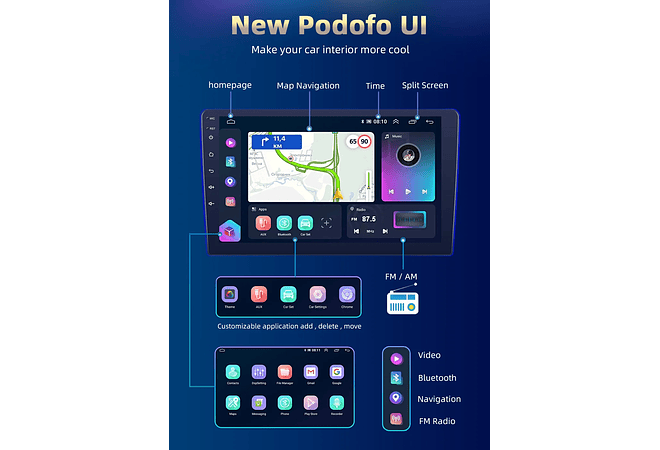 RD219 Android toyota corolla tuyere 2009-2013 1GB a 8GB RAM e 16GB a 128GB ROM com ou sem Carplay