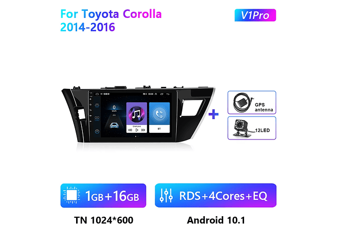 RD221 Android toyota corolla 2014-2016 1GB a 8GB RAM e 16GB a 128GB ROM com ou sem Carplay