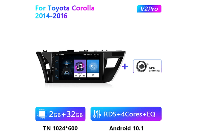 RD221 Android toyota corolla 2014-2016 1GB a 8GB RAM e 16GB a 128GB ROM com ou sem Carplay