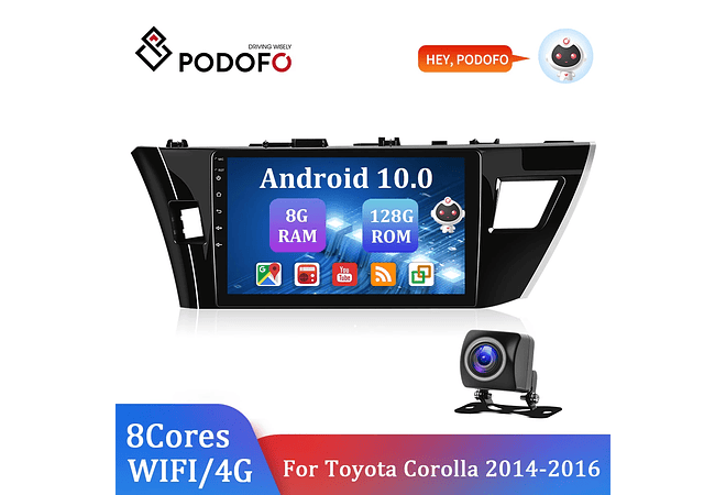RD221 Android toyota corolla 2014-2016 1GB a 8GB RAM e 16GB a 128GB ROM com ou sem Carplay