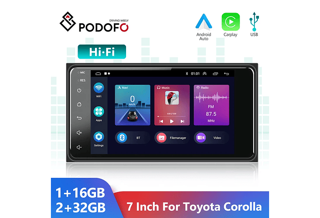 RD223 Android toyota coroa camry hiace previa corolla 1GB a 8GB RAM e 16GB a 128GB ROM com ou sem Carplayolla 1GB a 8GB RAM e 16GB a 128GB ROM com ou sem Carplay