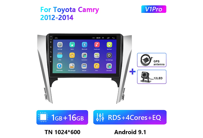 RD224 Android toyota camry 2012-2014 1GB a 8GB RAM e 16GB a 128GB ROM com ou sem Carplay