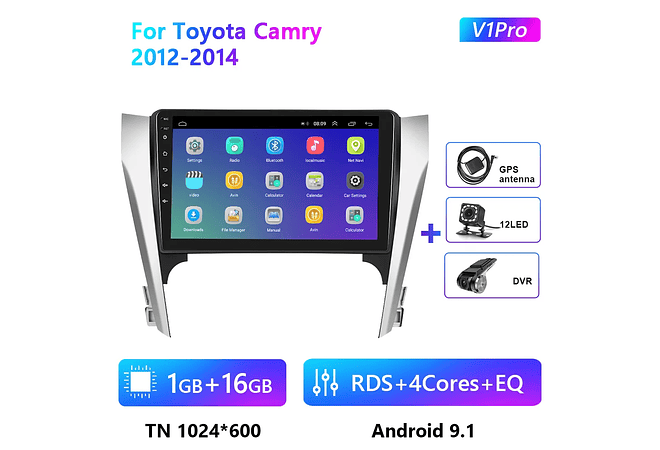 RD224 Android toyota camry 2012-2014 1GB a 8GB RAM e 16GB a 128GB ROM com ou sem Carplay