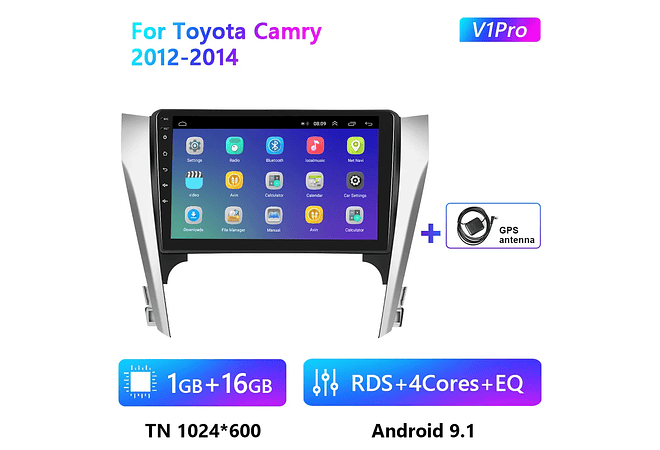 RD224 Android toyota camry 2012-2014 1GB a 8GB RAM e 16GB a 128GB ROM com ou sem Carplay