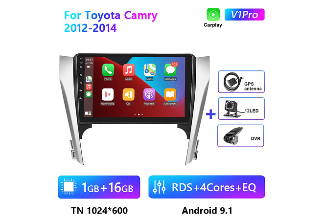 RD224 Android toyota camry 2012-2014 1GB a 8GB RAM e 16GB a 128GB ROM com ou sem Carplay