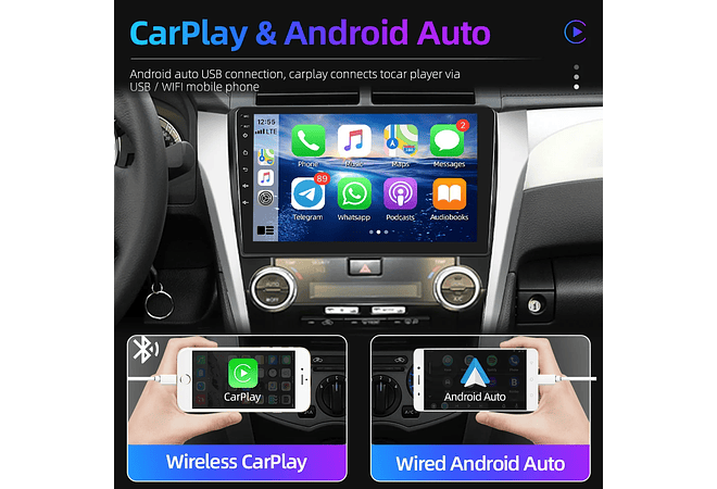 RD224 Android toyota camry 2012-2014 1GB a 8GB RAM e 16GB a 128GB ROM com ou sem Carplay