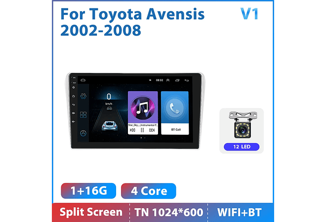 RD225 Android toyota avensis 2002-2008 1GB a 8GB RAM e 16GB a 128GB ROM com ou sem Carplaya 8GB RAM e 16GB a 128GB ROM com ou sem Carplay