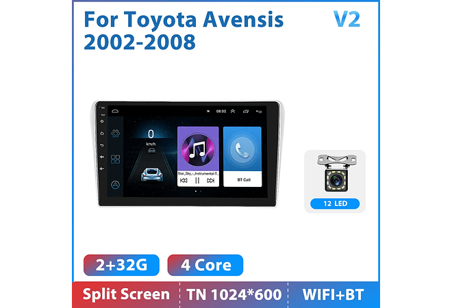 RD225 Android toyota avensis 2002-2008 1GB a 8GB RAM e 16GB a 128GB ROM com ou sem Carplaya 8GB RAM e 16GB a 128GB ROM com ou sem Carplay