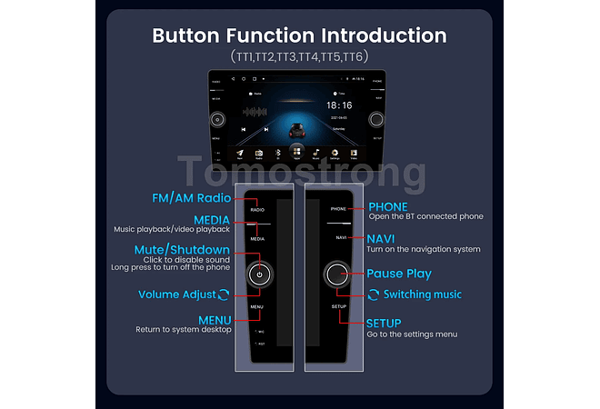 RD226 Android Toyoya avensis 2002-2008 1GB a 8GB RAM e 16GB a 128GB ROM com ou sem Carplay