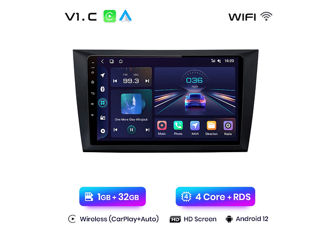 RD229 Android Volkswagen golf 6 2002-2013 1GB a 8GB RAM e 16GB a 128GB ROM com ou sem Carplay