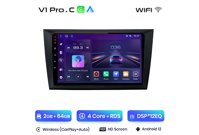 RD229 Android Volkswagen golf 6 2002-2013 1GB a 8GB RAM e 16GB a 128GB ROM com ou sem Carplay