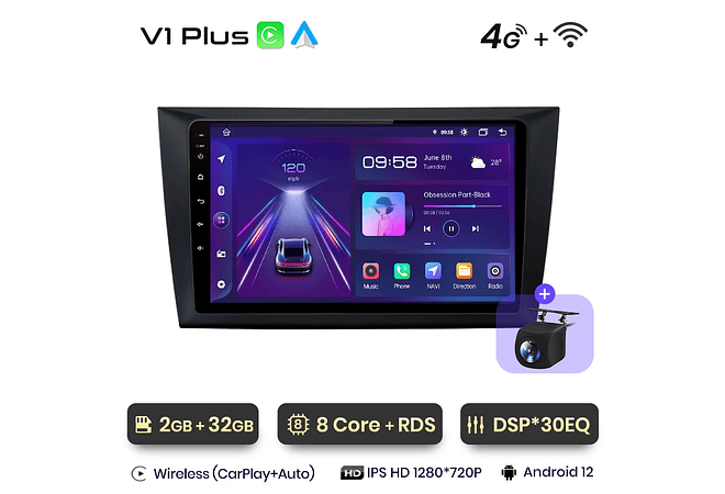 RD229 Android Volkswagen golf 6 2002-2013 1GB a 8GB RAM e 16GB a 128GB ROM com ou sem Carplay