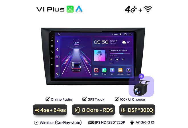 RD229 Android Volkswagen golf 6 2002-2013 1GB a 8GB RAM e 16GB a 128GB ROM com ou sem Carplay