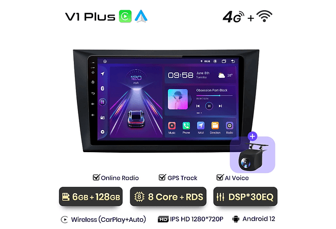 RD229 Android Volkswagen golf 6 2002-2013 1GB a 8GB RAM e 16GB a 128GB ROM com ou sem Carplay