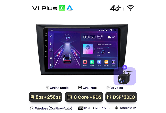 RD229 Android Volkswagen golf 6 2002-2013 1GB a 8GB RAM e 16GB a 128GB ROM com ou sem Carplay