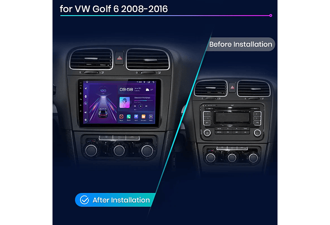 RD229 Android Volkswagen golf 6 2002-2013 1GB a 8GB RAM e 16GB a 128GB ROM com ou sem Carplay