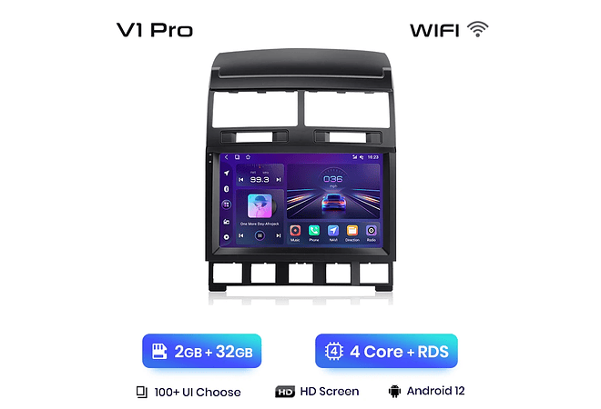 RD230 Android Volkswagen touareg 2002-2010 1GB a 8GB RAM e 16GB a 128GB ROM com ou sem Carplay