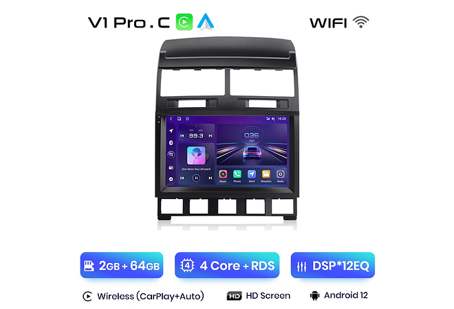 RD230 Android Volkswagen touareg 2002-2010 1GB a 8GB RAM e 16GB a 128GB ROM com ou sem Carplay