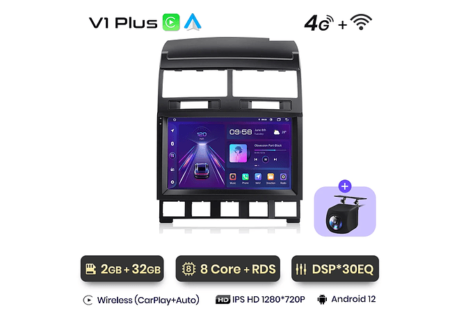 RD230 Android Volkswagen touareg 2002-2010 1GB a 8GB RAM e 16GB a 128GB ROM com ou sem Carplay