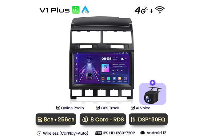 RD230 Android Volkswagen touareg 2002-2010 1GB a 8GB RAM e 16GB a 128GB ROM com ou sem Carplay