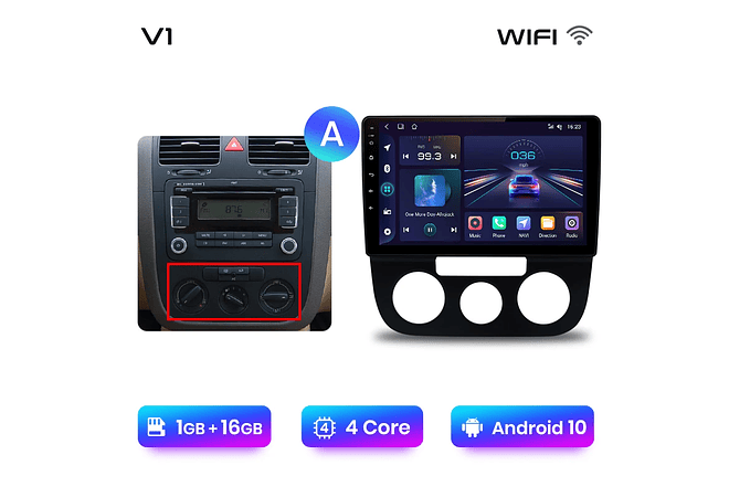 RD231 Android Volkswagen jetta golf 2005-2010 1GB a 8GB RAM e 16GB a 128GB ROM com ou sem Carplay