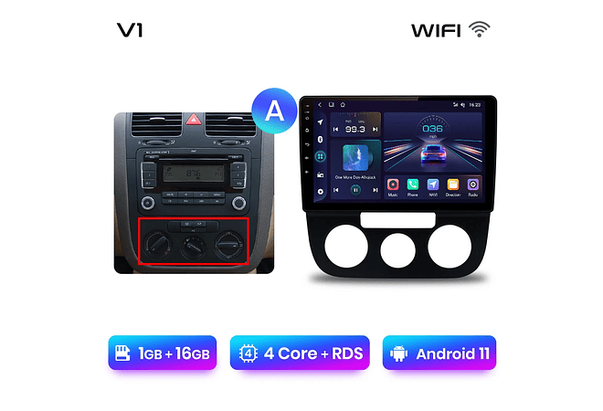 RD231 Android Volkswagen jetta golf 2005-2010 1GB a 8GB RAM e 16GB a 128GB ROM com ou sem Carplay