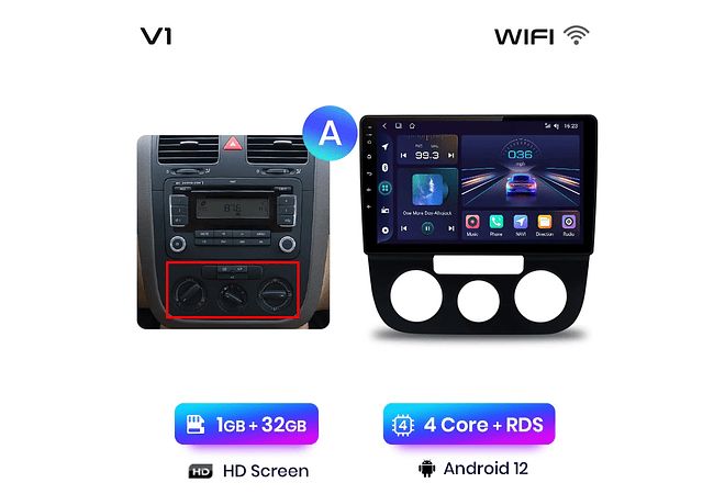 RD231 Android Volkswagen jetta golf 2005-2010 1GB a 8GB RAM e 16GB a 128GB ROM com ou sem Carplay