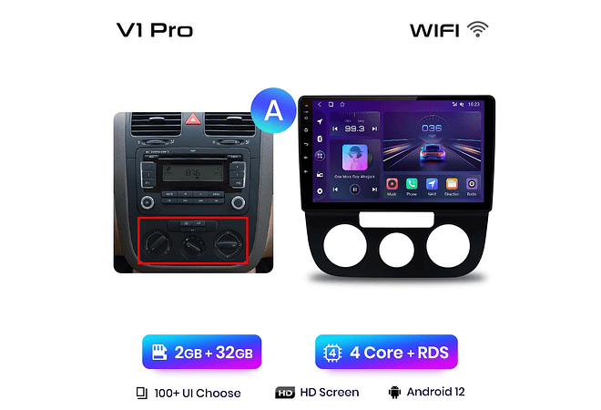 RD231 Android Volkswagen jetta golf 2005-2010 1GB a 8GB RAM e 16GB a 128GB ROM com ou sem Carplay