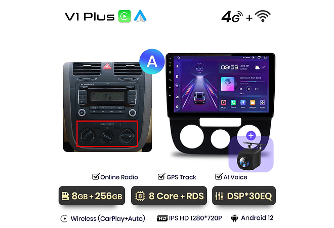 RD231 Android Volkswagen jetta golf 2005-2010 1GB a 8GB RAM e 16GB a 128GB ROM com ou sem Carplay