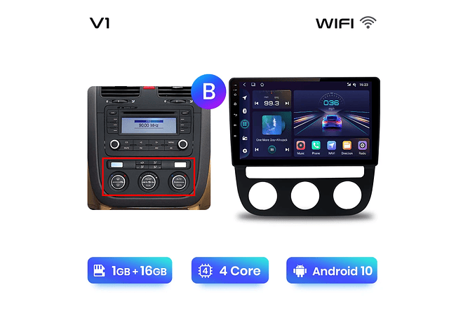 RD231 Android Volkswagen jetta golf 2005-2010 1GB a 8GB RAM e 16GB a 128GB ROM com ou sem Carplay