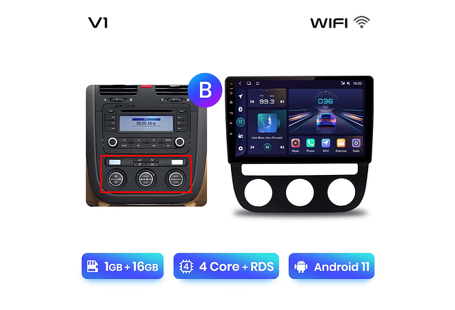 RD231 Android Volkswagen jetta golf 2005-2010 1GB a 8GB RAM e 16GB a 128GB ROM com ou sem Carplay