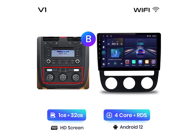 RD231 Android Volkswagen jetta golf 2005-2010 1GB a 8GB RAM e 16GB a 128GB ROM com ou sem Carplay