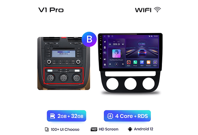 RD231 Android Volkswagen jetta golf 2005-2010 1GB a 8GB RAM e 16GB a 128GB ROM com ou sem Carplay